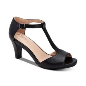 Giani Bernini Women's Claraa T-Strap Dress Sandals, Black Size 8.5W